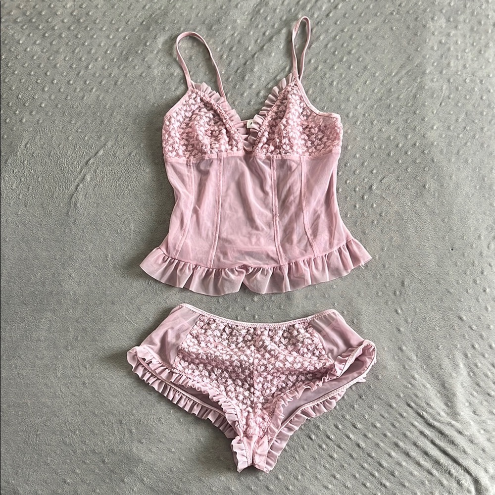 Arianne Pink Lace Chemise with Romantic Details